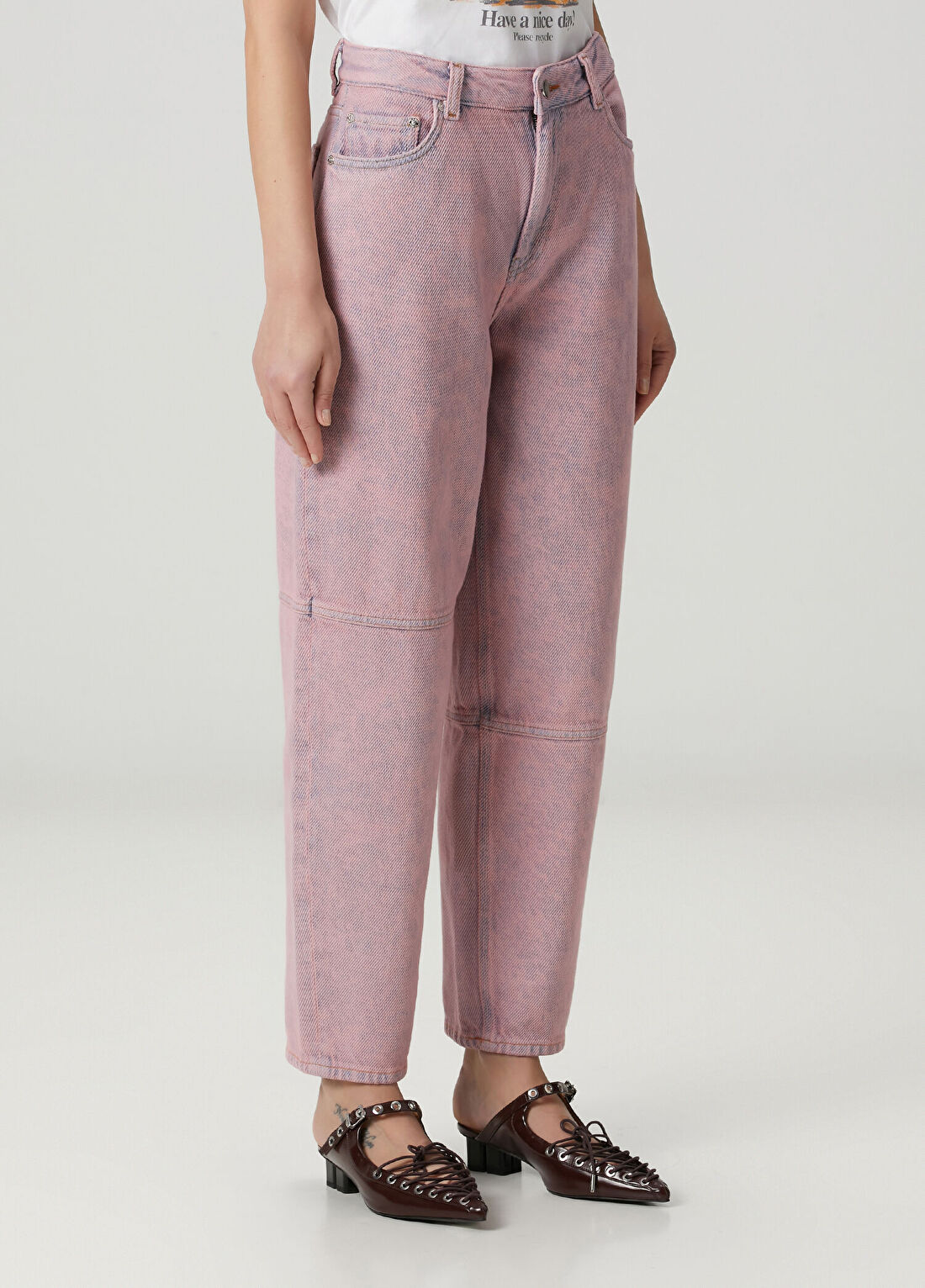 Ganni Cameo Pembe Jean Pantolon görsel 4