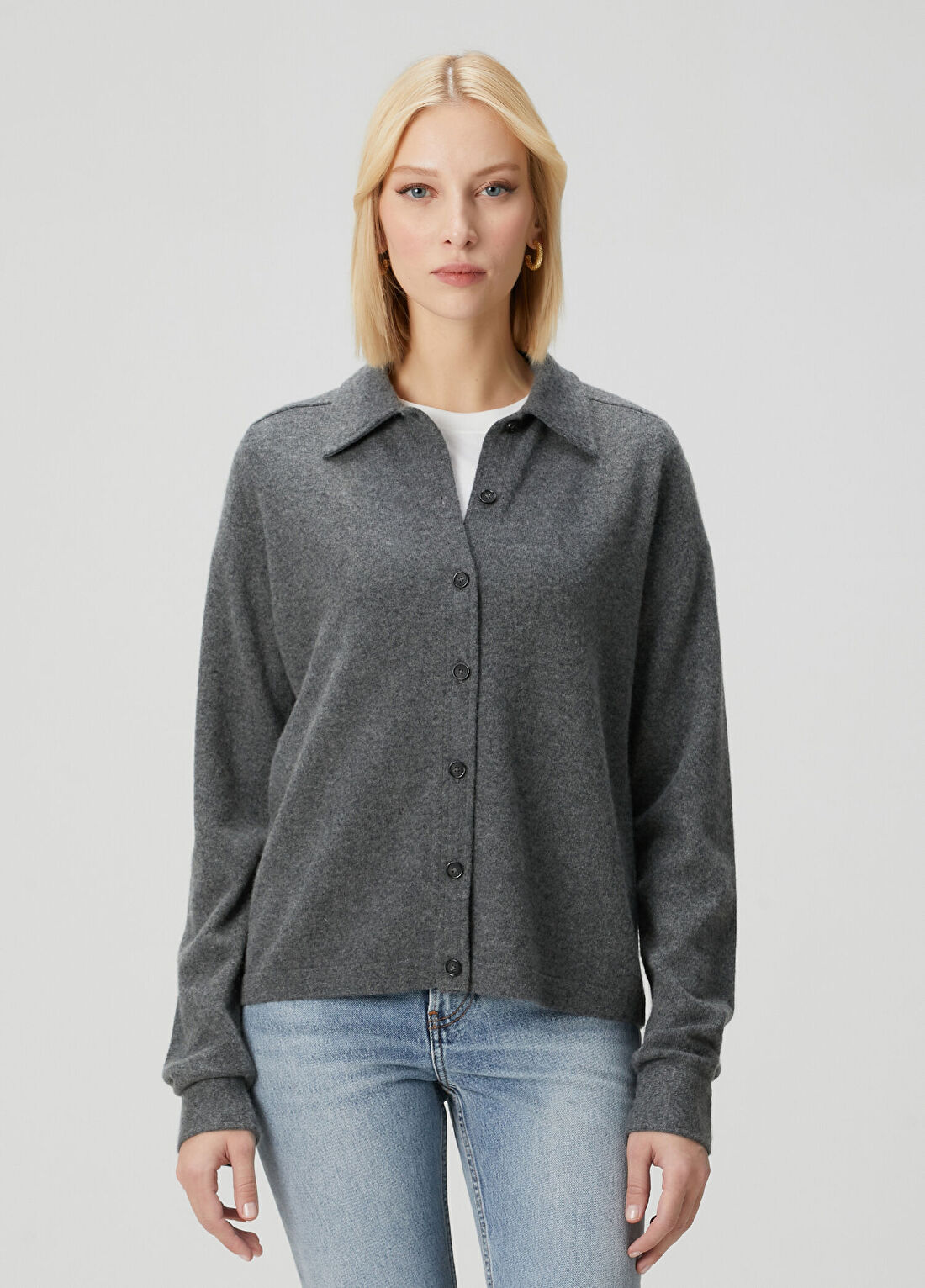 Toteme Gri Kaşmir Polo Hırka