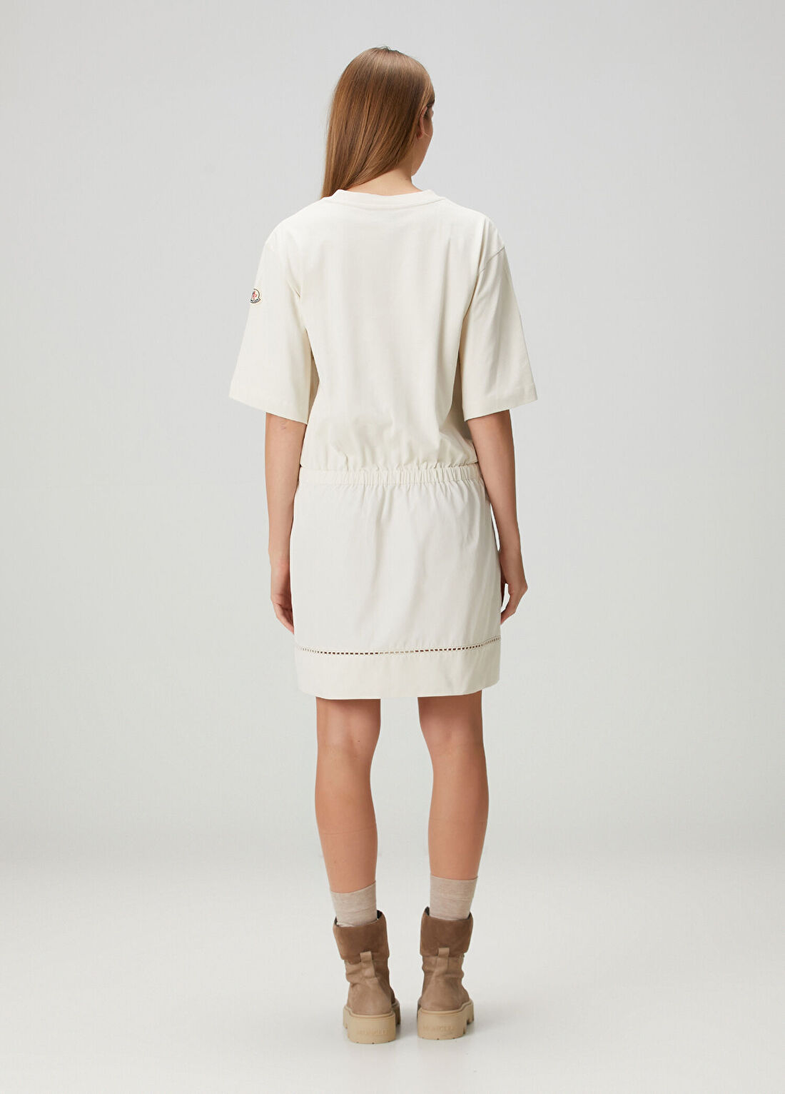 Moncler Ekru Mini T-shirt Elbise görsel 4