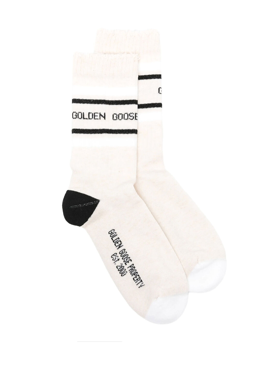 Golden Goose Kırık Beyaz Logo Jakarlı Kadın Çorap