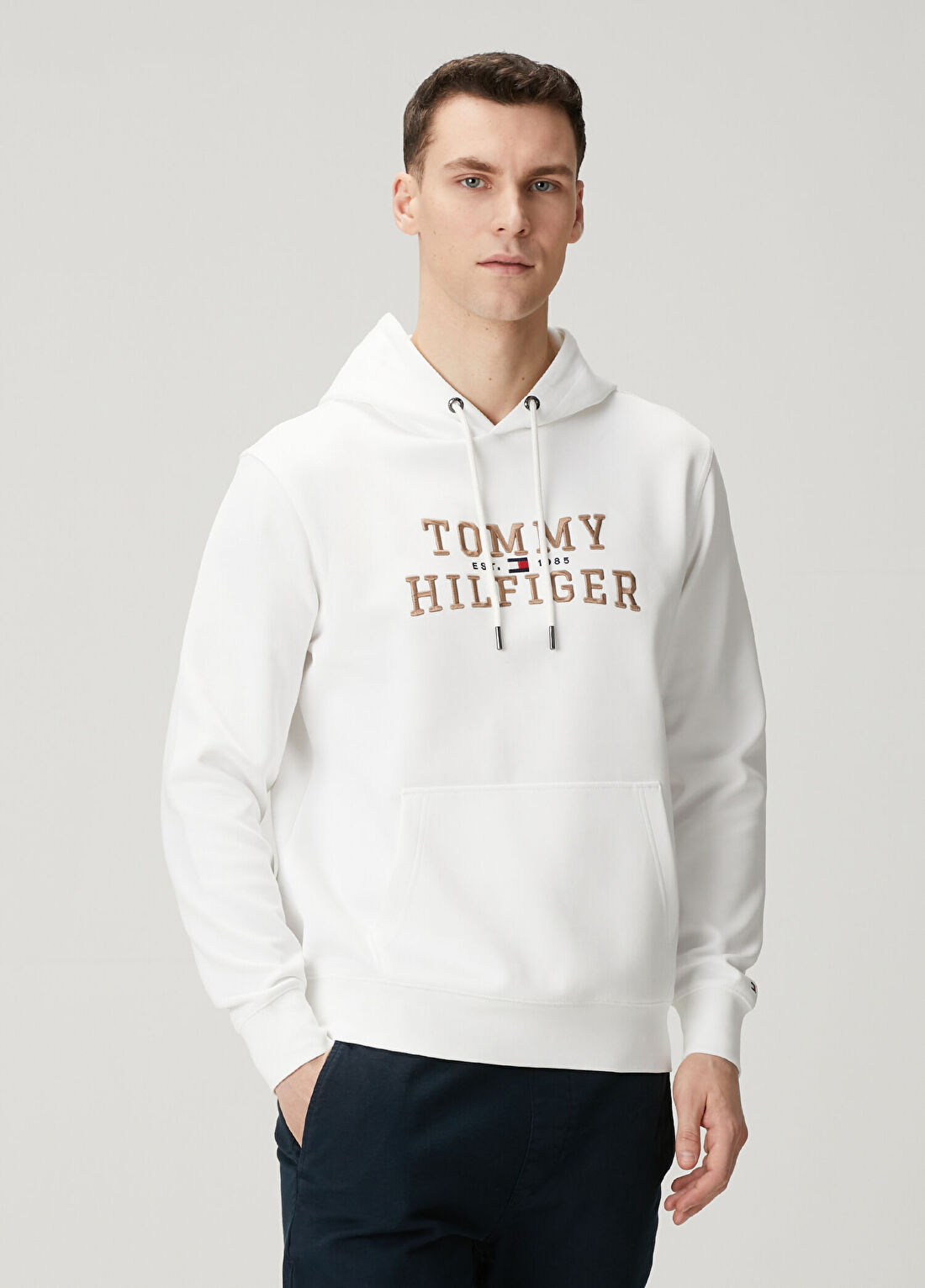 Tommy Hilfiger Icon Beyaz Kapüşonlu Sweatshirt