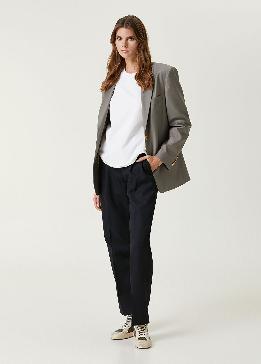 Golden Goose Koyu Mavi Pileli Pantolon
