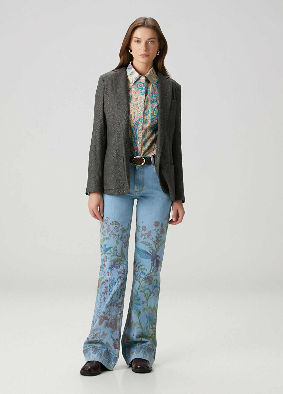 Etro Mavi Çiçekli Jean Pantolon