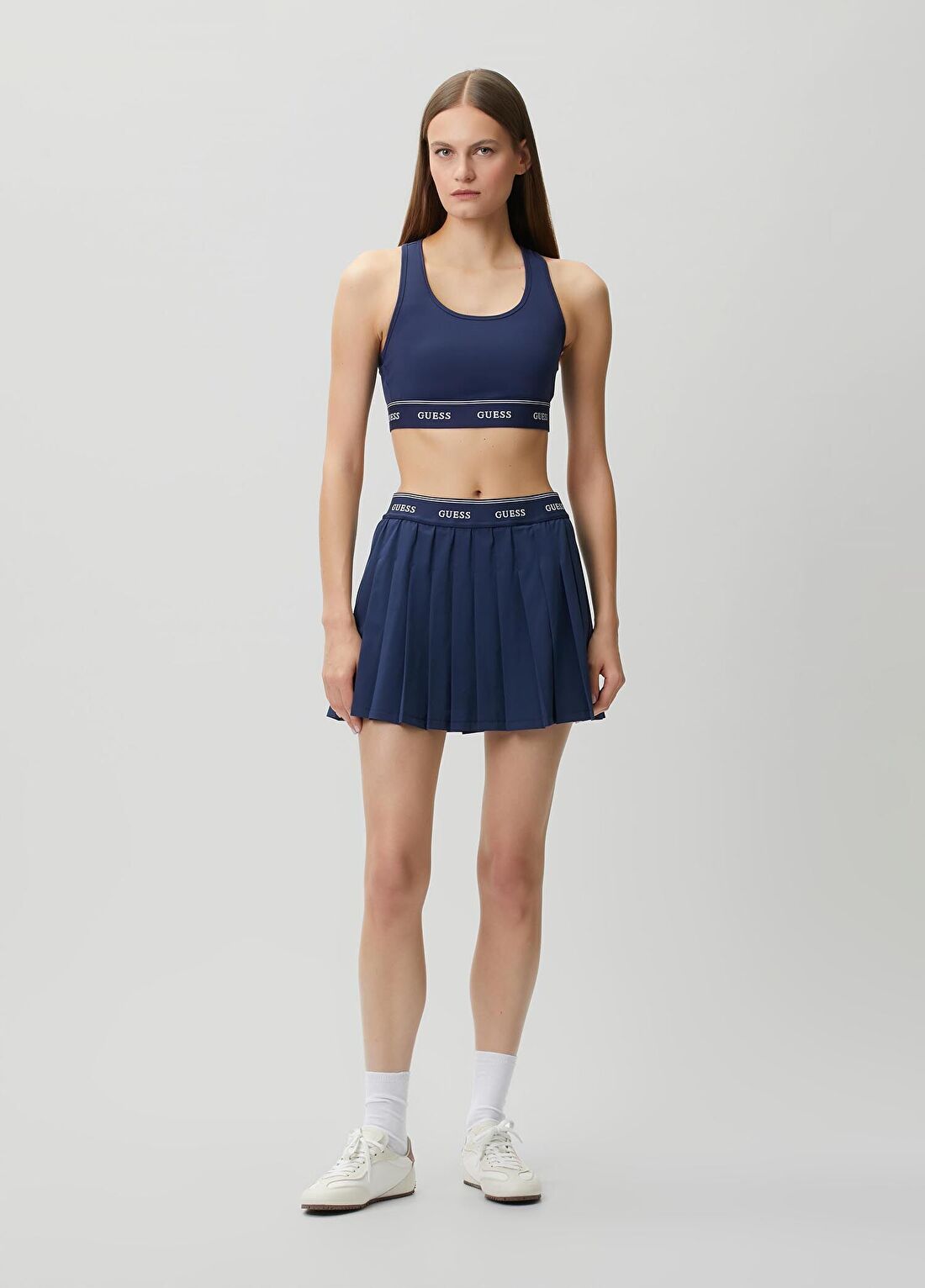 Guess Selene Koyu Mavi Pileli Mini Etek