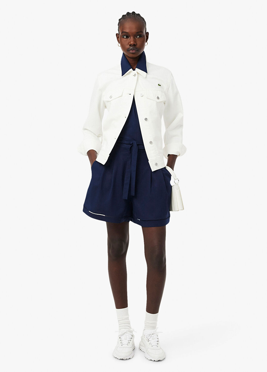 Lacoste Lacivert Oversize Fit Kadın Bermuda Şort görsel 4