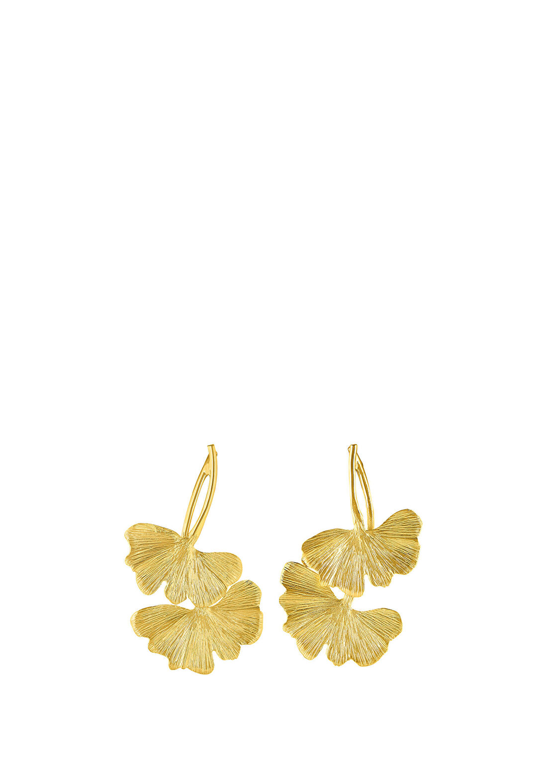 Ezra Baghaki Jewellery Ginkgo Dalları 925 Ayar Gümüş Üzeri 22 Ayar Altın Kaplama Kadın Küpe