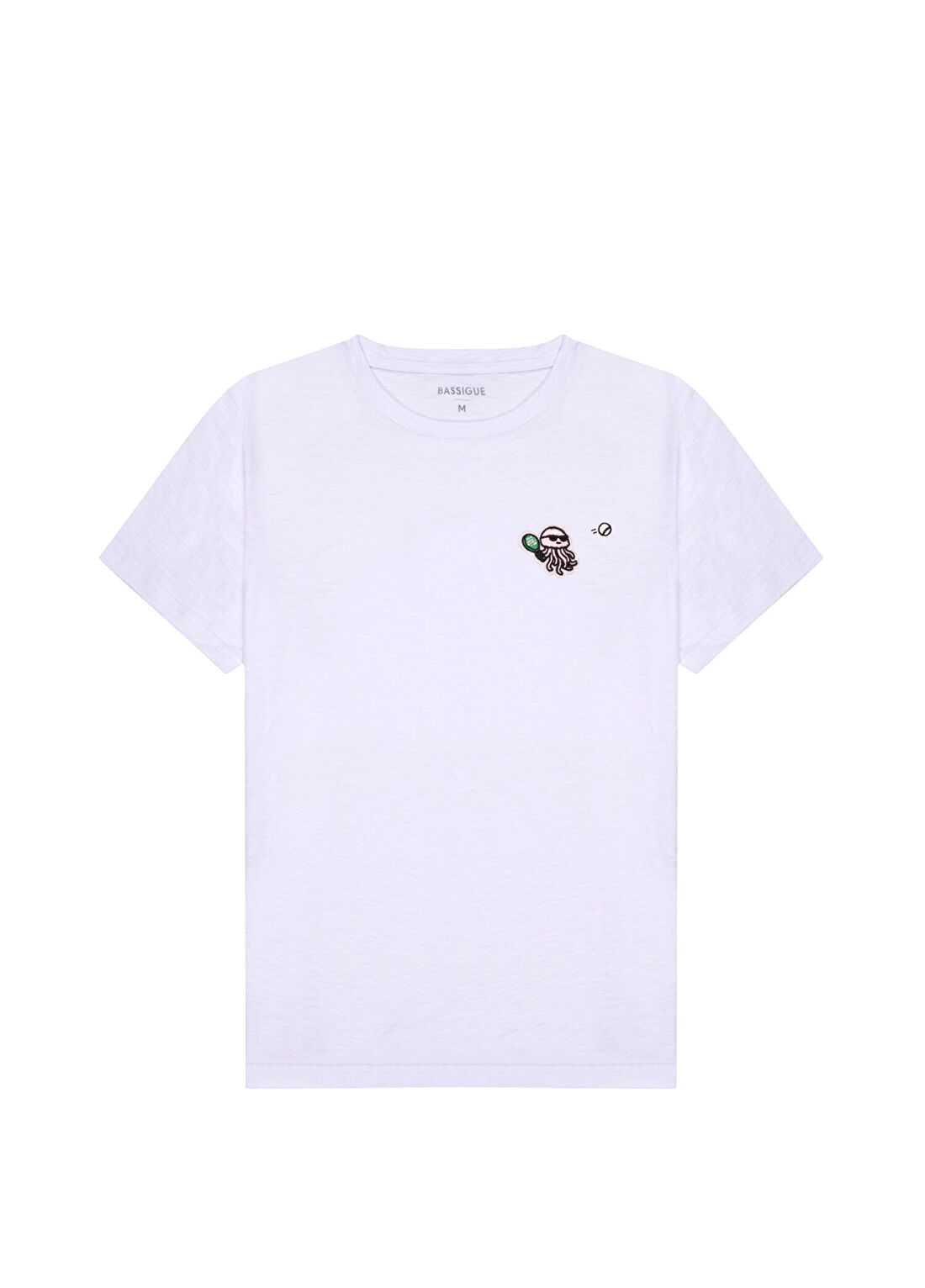 Bassigue Beyaz Padel Octopus Pamuklu Kısa Kollu Erkek T-Shirt