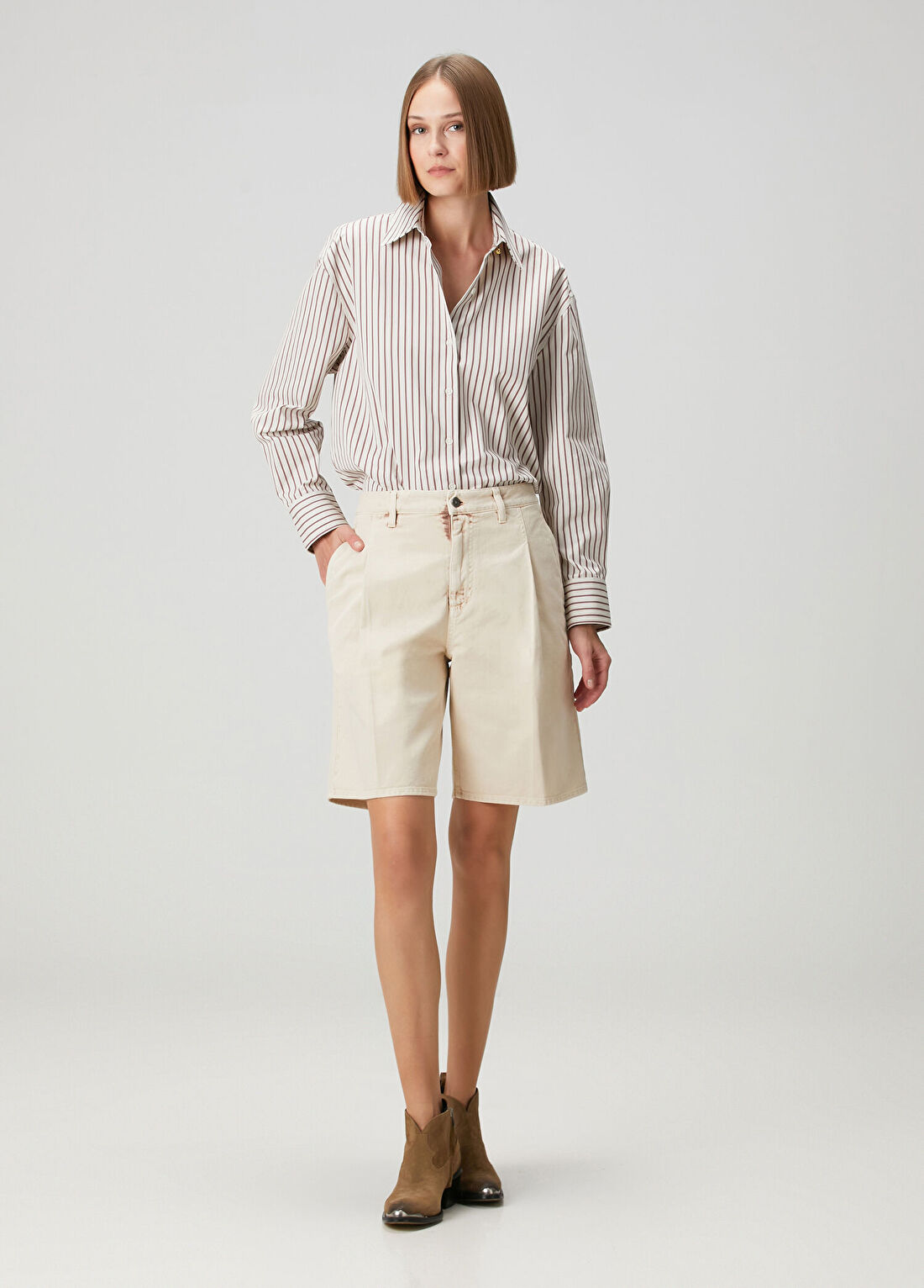 Golden Goose Bej Denim Bermuda