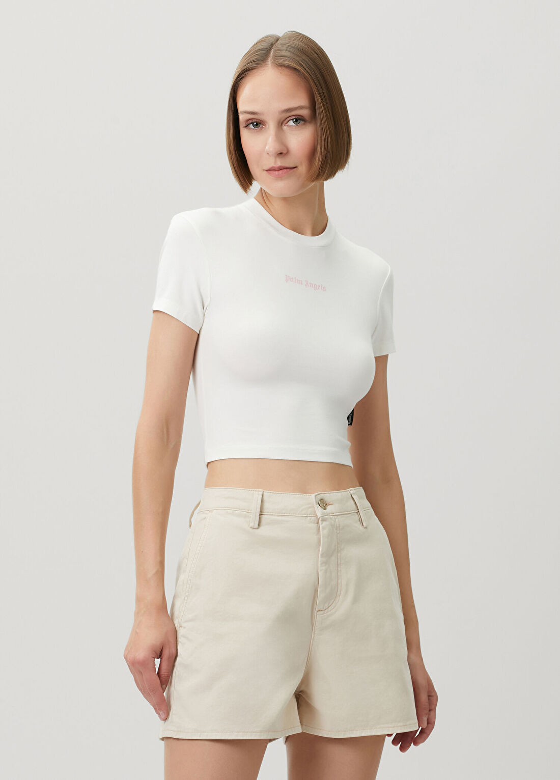 Palm Angels Milan LA Beyaz Crop T-shirt