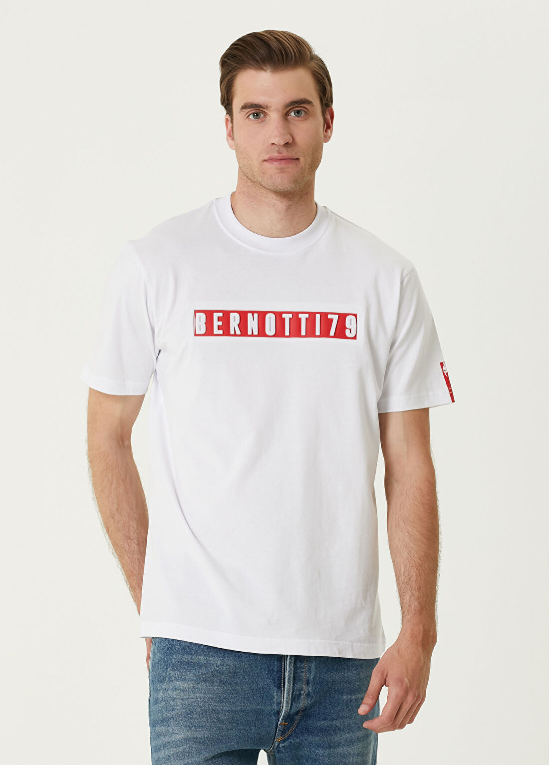 Bernotti Beyaz Logo Baskılı T-shirt