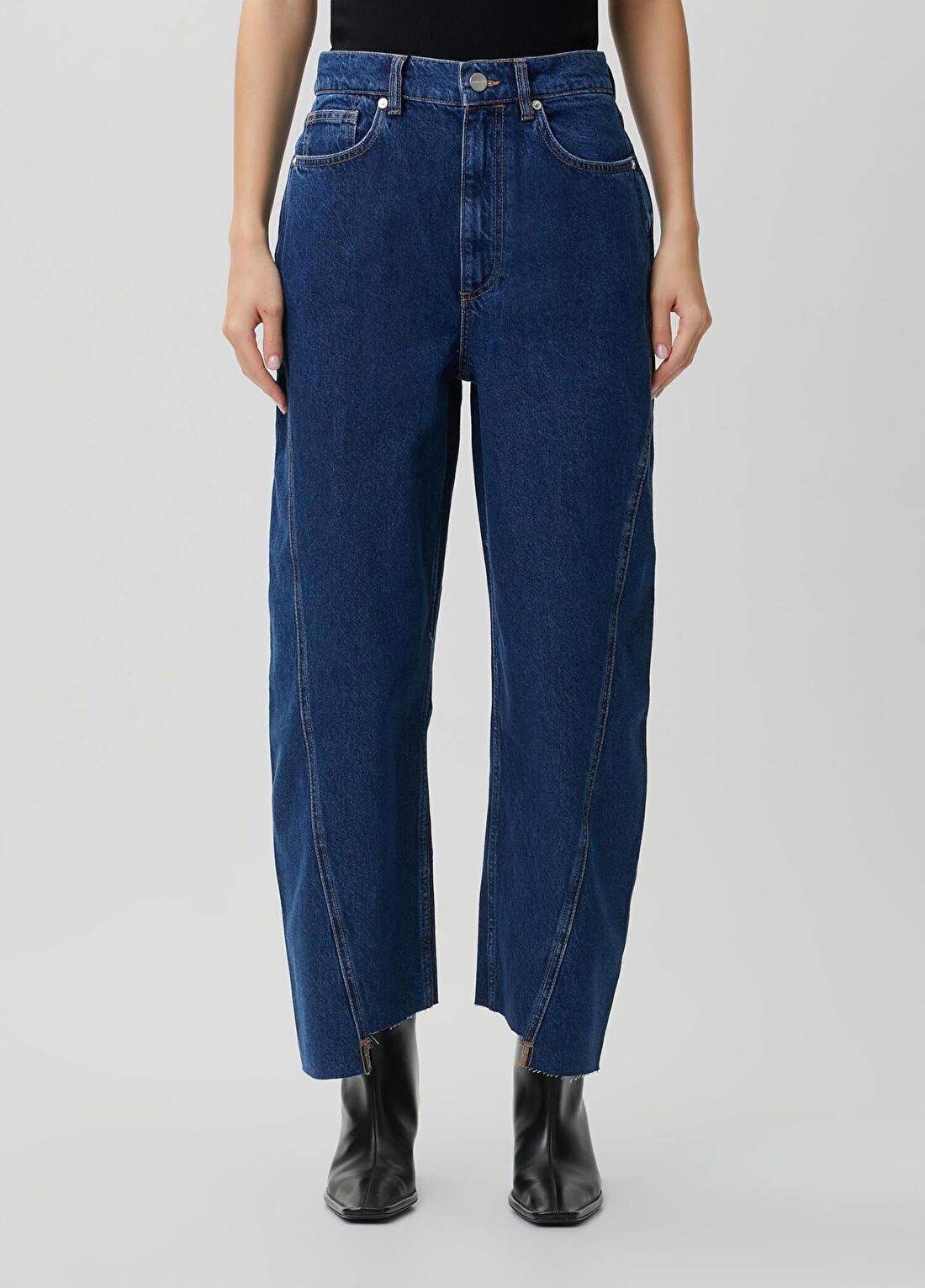 AllSaints Fox Koyu Mavi Jean Pantolon görsel 2
