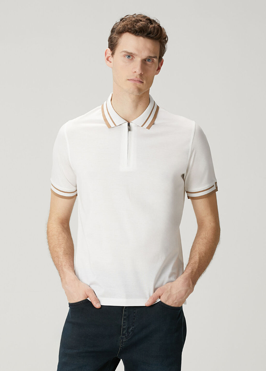 Pal Zileri Beyaz Polo Yaka T-shirt