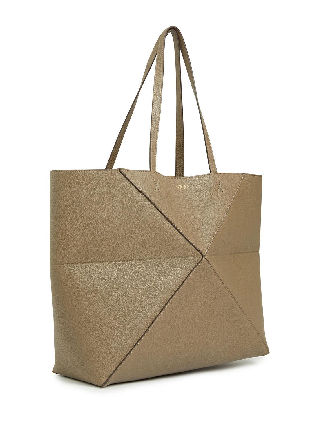 Loewe Large Puzzle Fold Vizon Deri Alışveriş Çantası görsel 3