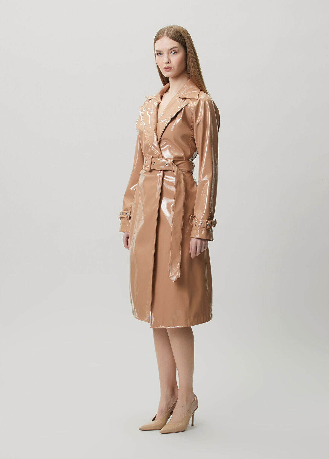 Dolce&Gabbana Nude Suni Deri Pardösü görsel 3