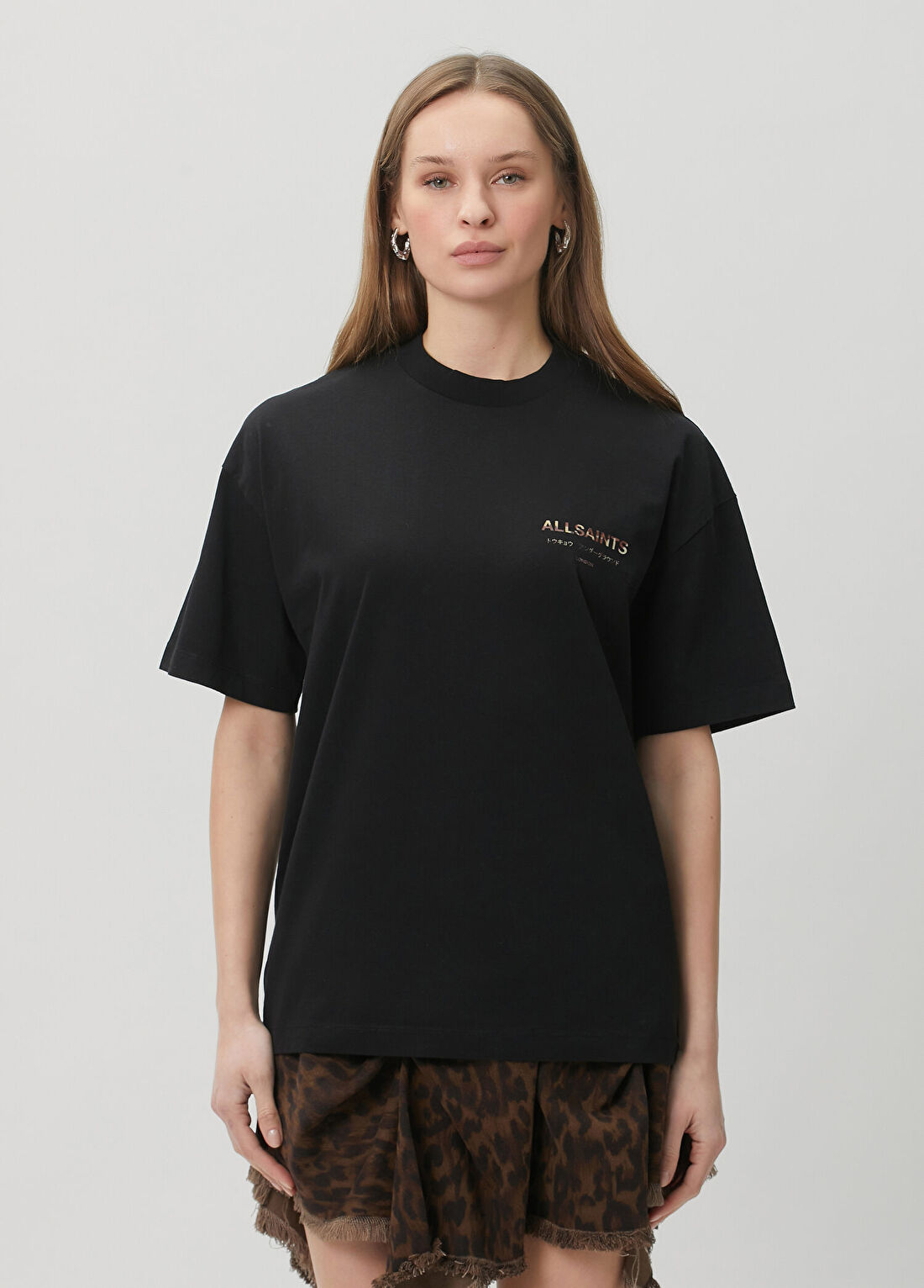 AllSaints Underground Etta Siyah T-shirt görsel 3