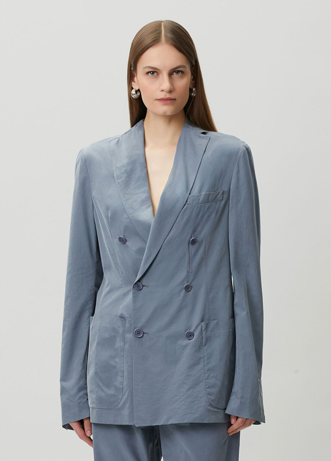 Meta Campania Collective Mavi Kruvaze İpek Blazer