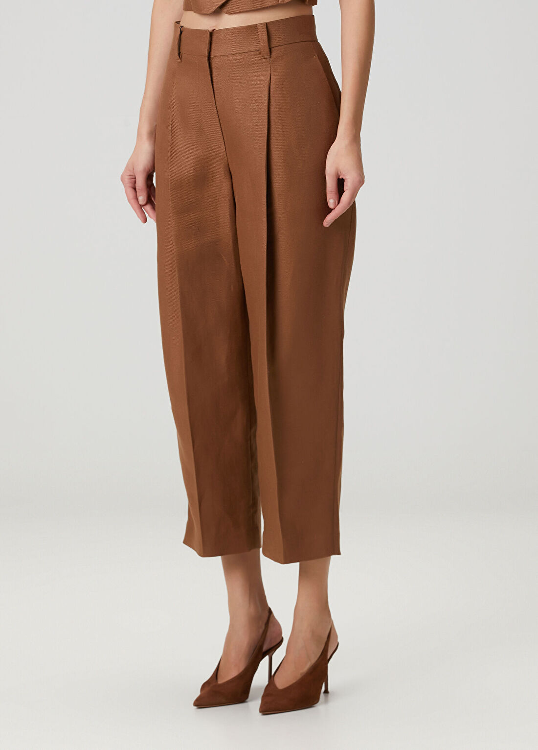 Brunello Cucinelli Taba Keten Pantolon görsel 3