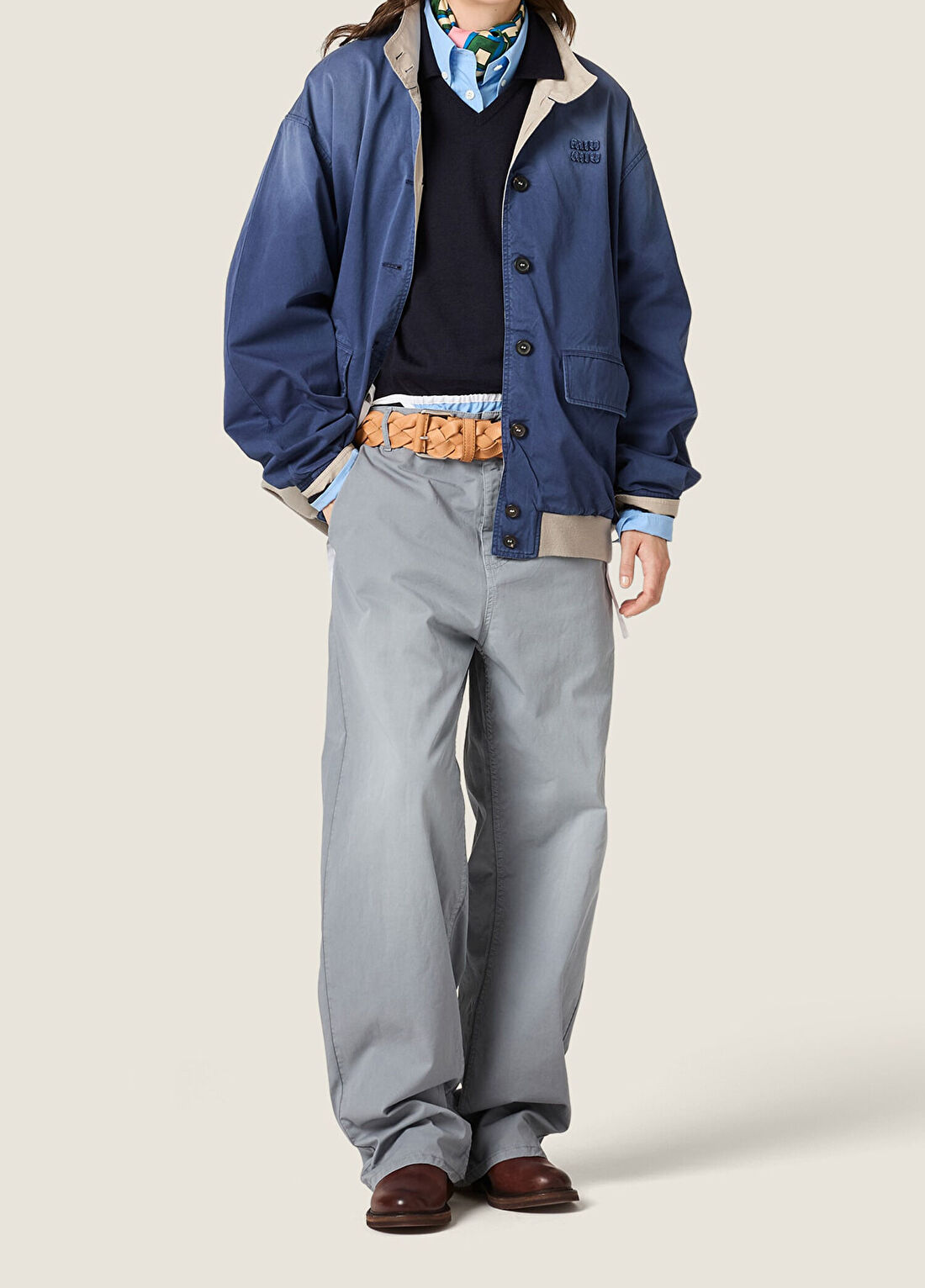 Miu Miu Boyalı Twill Kadın Pantolon görsel 2