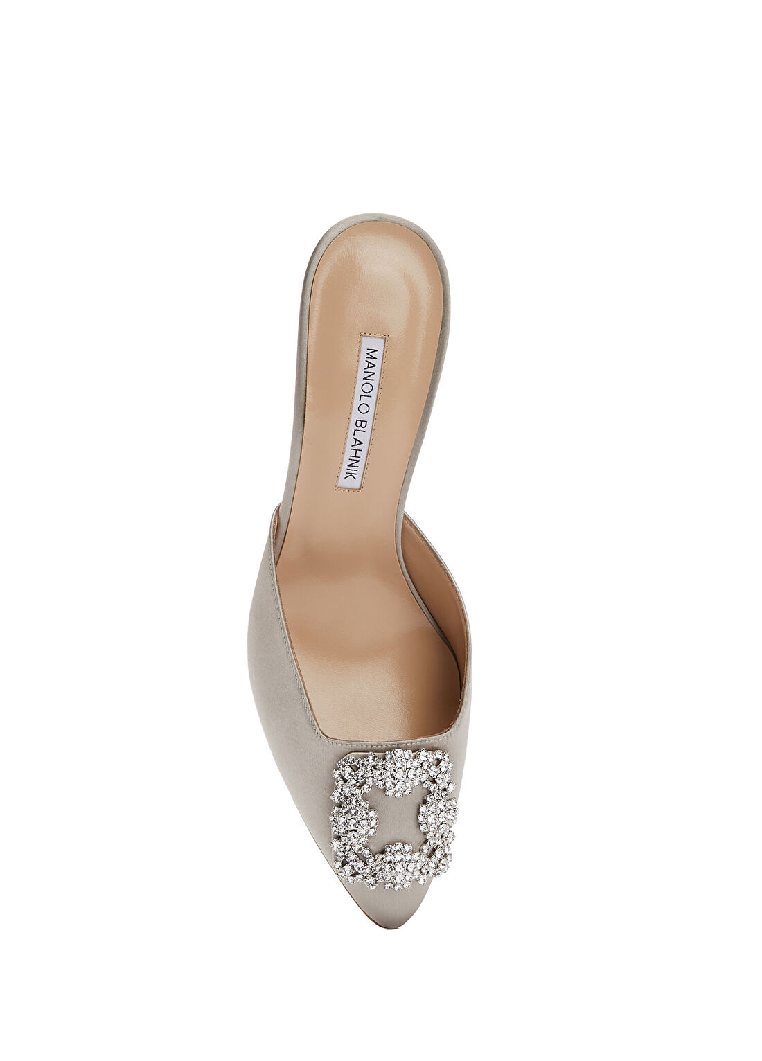 Manolo Blahnik Hangisi Açık Gri Kadın Saten Terlik görsel 4
