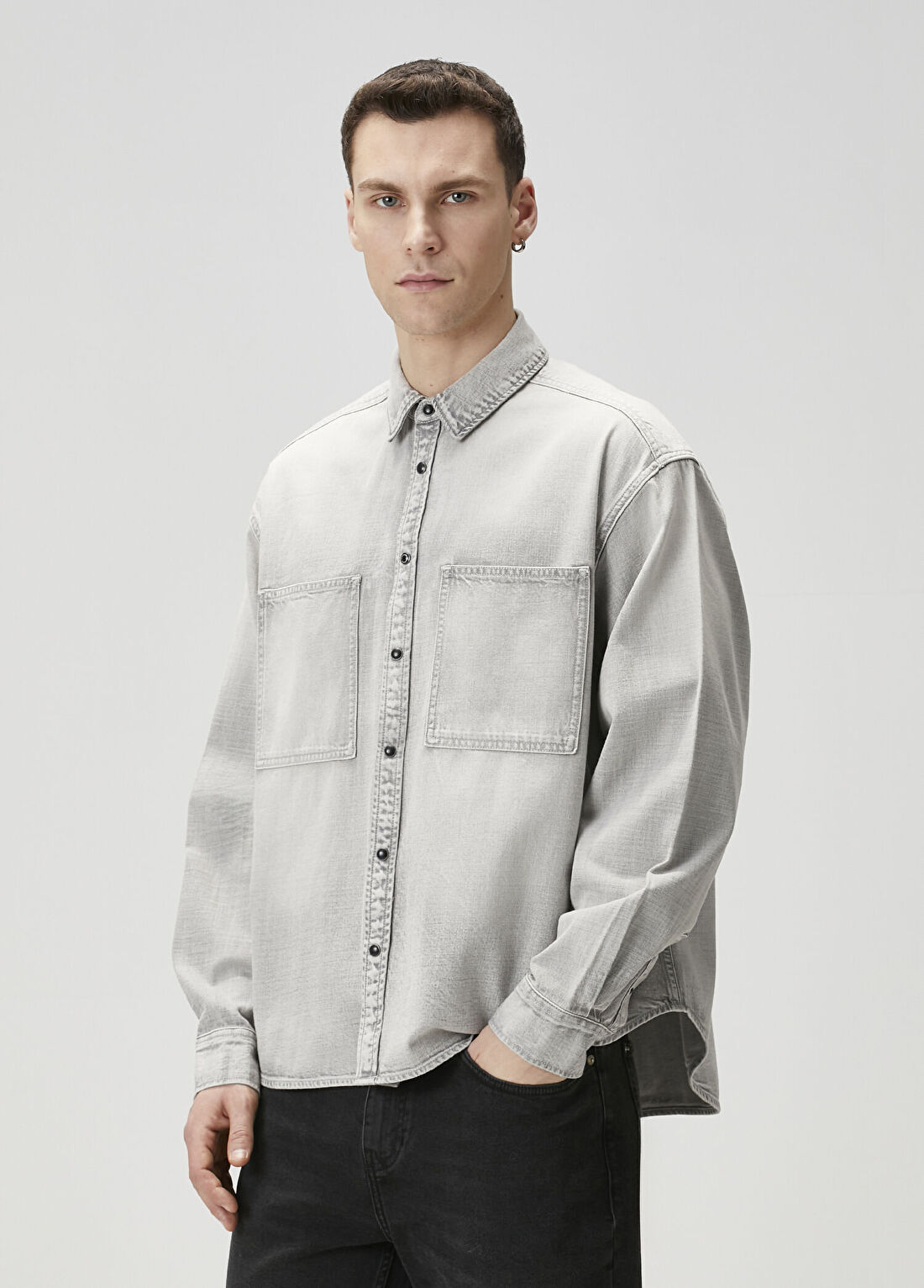 AllSaints Gri Gömlek görsel 3