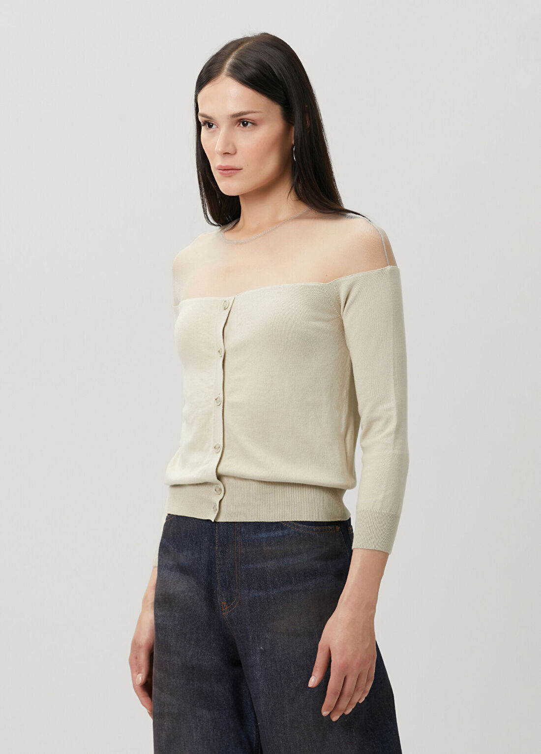 MM6 Maison Margiela Bej Transparan Hırka görsel 4