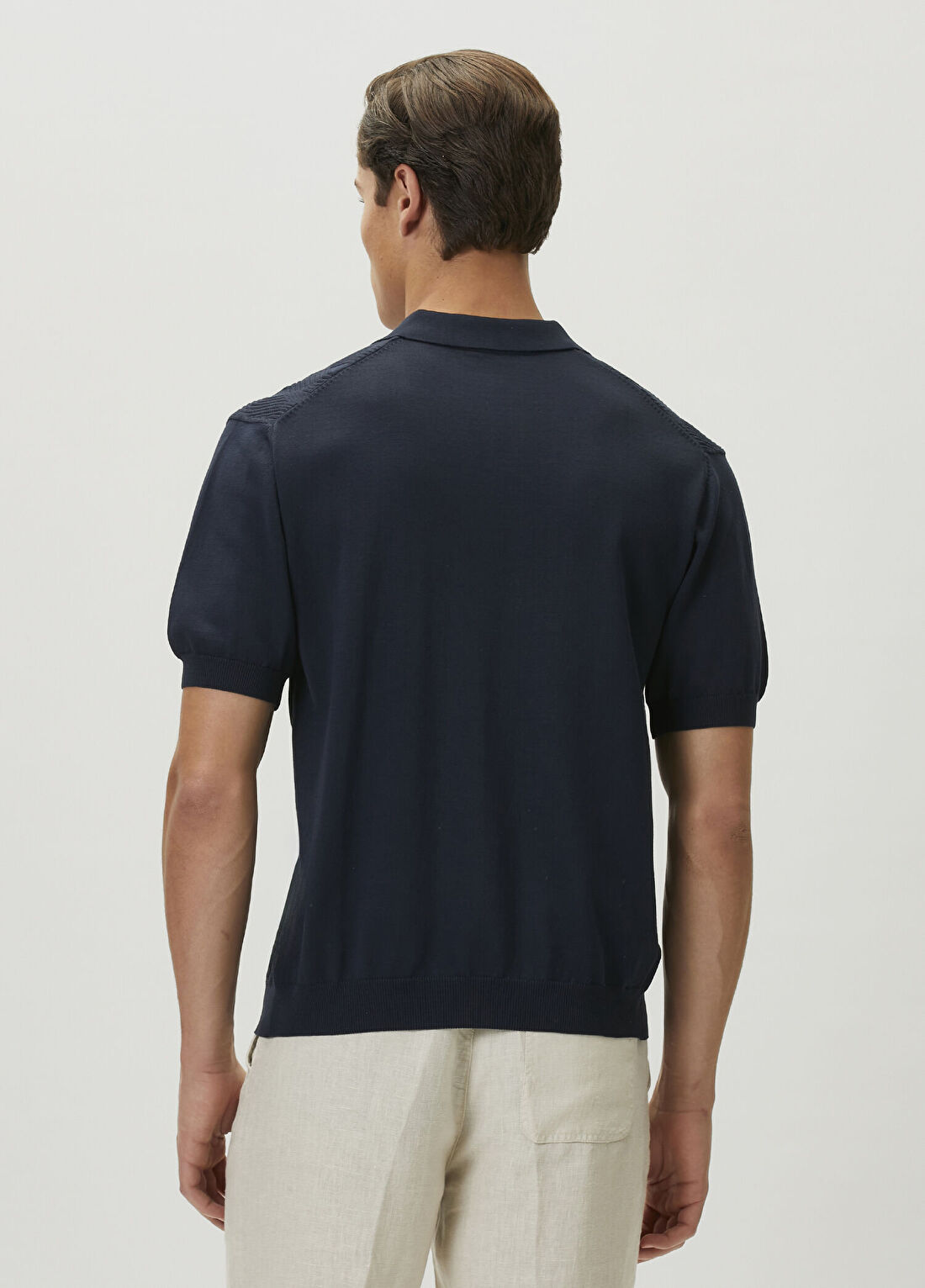 04651/ A Trip In A Bag Johnny Lacivert Polo Yaka Jakarlı T-shirt görsel 4