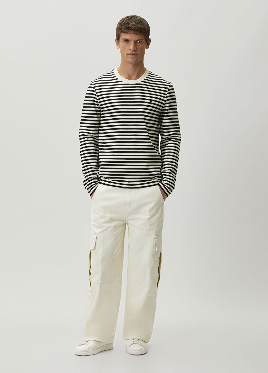 Ami Paris Baggy Fit Ekru Kargo Pantolon