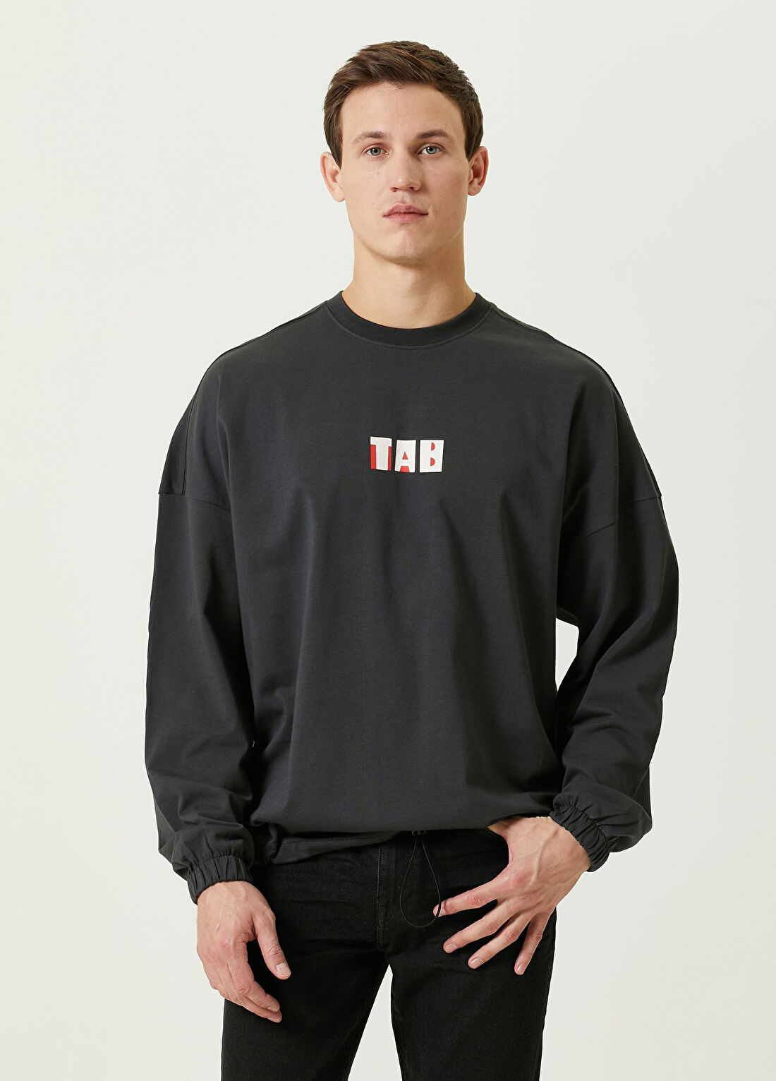 Turn & Bake Future Antrasit Baskılı Bisiklet Yaka Erkek Sweatshirt