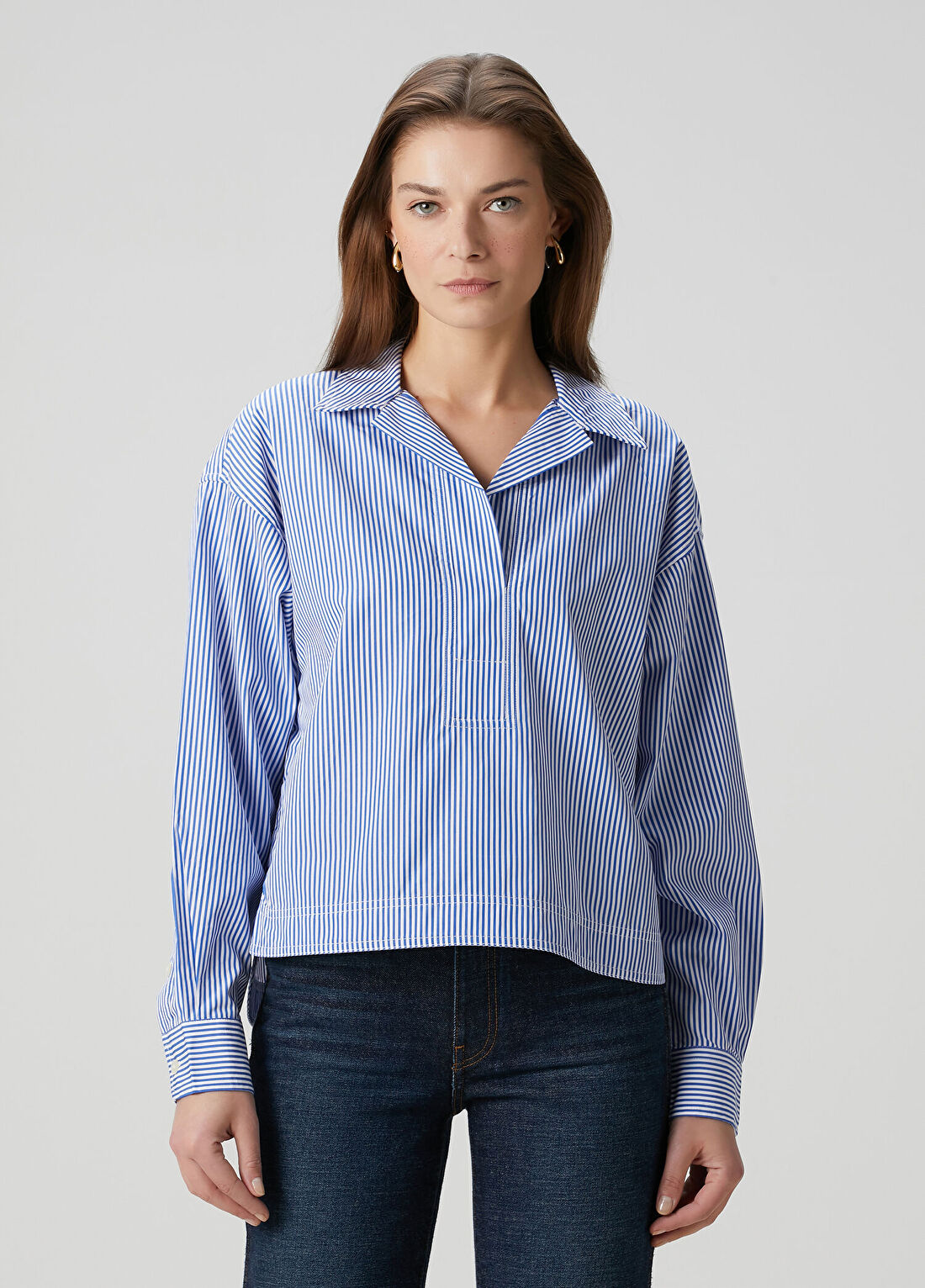 Lauren Ralph Lauren Mavi Beyaz Çizgili Gömlek