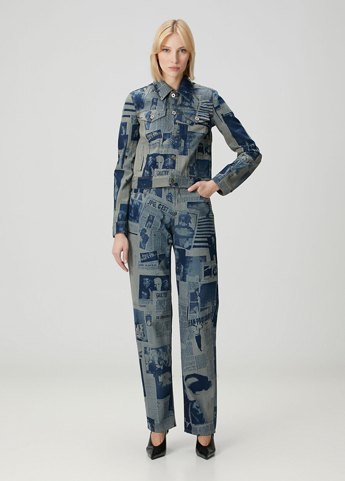 Jean Paul Gaultier Mavi Baskılı Jean Pantolon