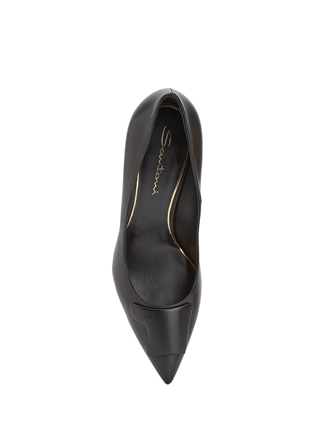 Santoni Siyah Deri Stiletto görsel 4