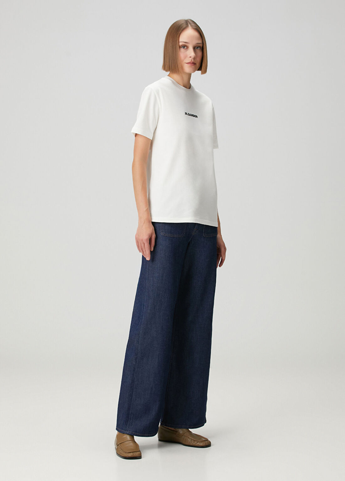 Jil Sander Beyaz Logolu T-shirt görsel 2
