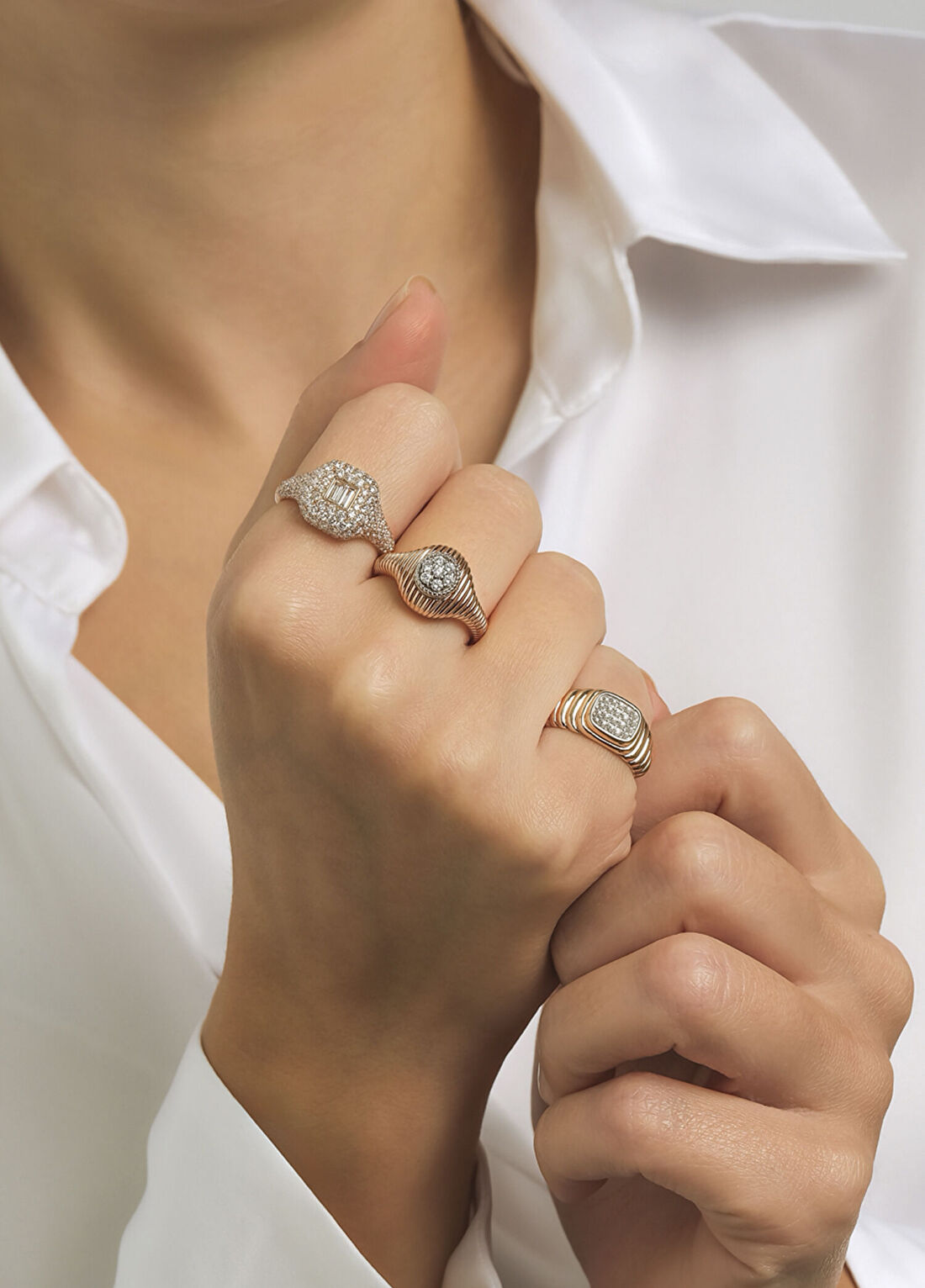 Markiz Jewelery Pırlanta Detaylı 14 Ayar Altın Kadın Yüzük görsel 2