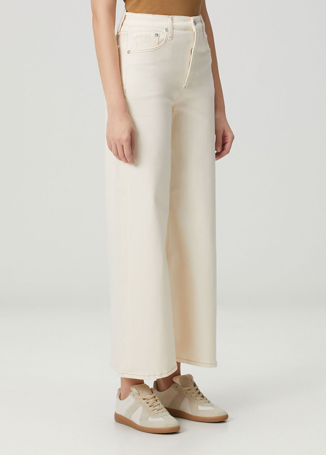 Rag&Bone Sofie Wide Leg Ekru Jean Pantolon görsel 3