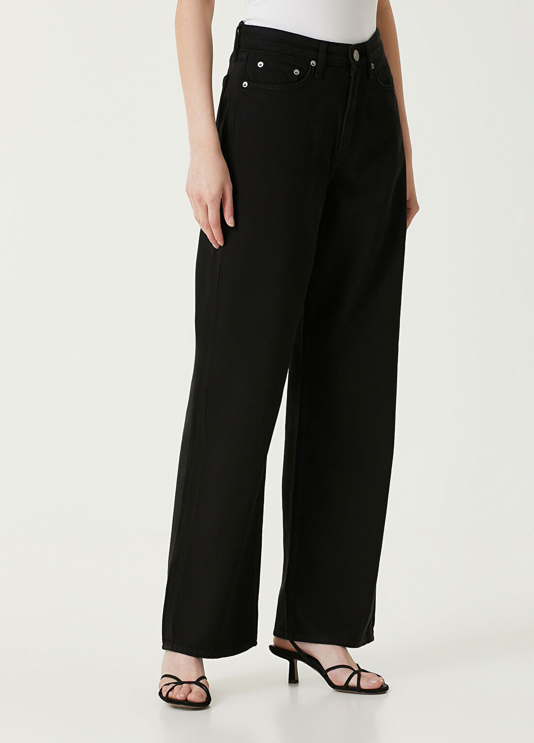 Rag&Bone Logan Siyah Wide Leg Jean Pantolon görsel 3
