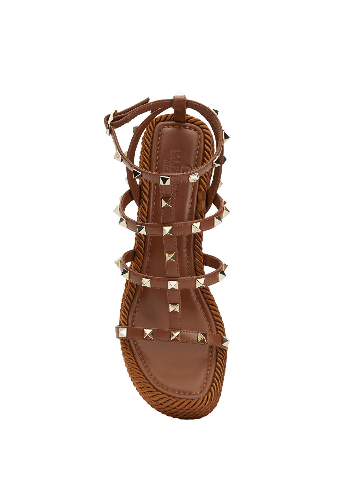 Valentino Garavani Rockstud Torchon Kahverengi Kadın Deri Espadril görsel 4