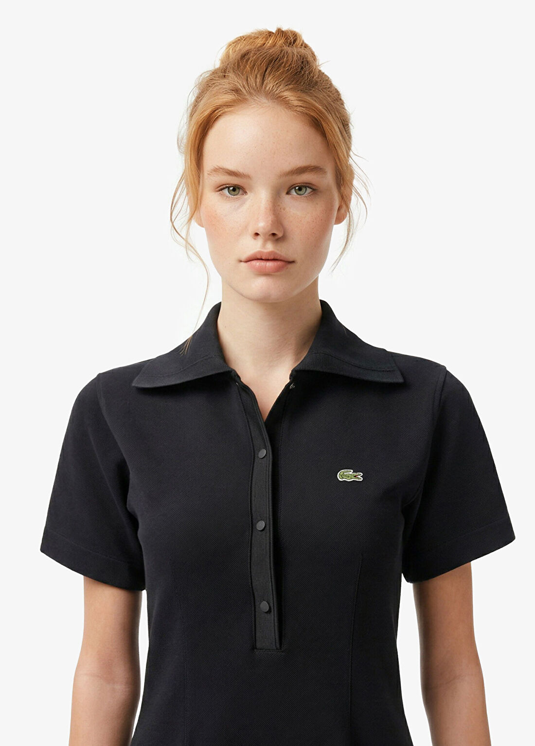 Lacoste Siyah Classic Fit Kısa Kollu Polo Yaka Kadın Elbise görsel 2