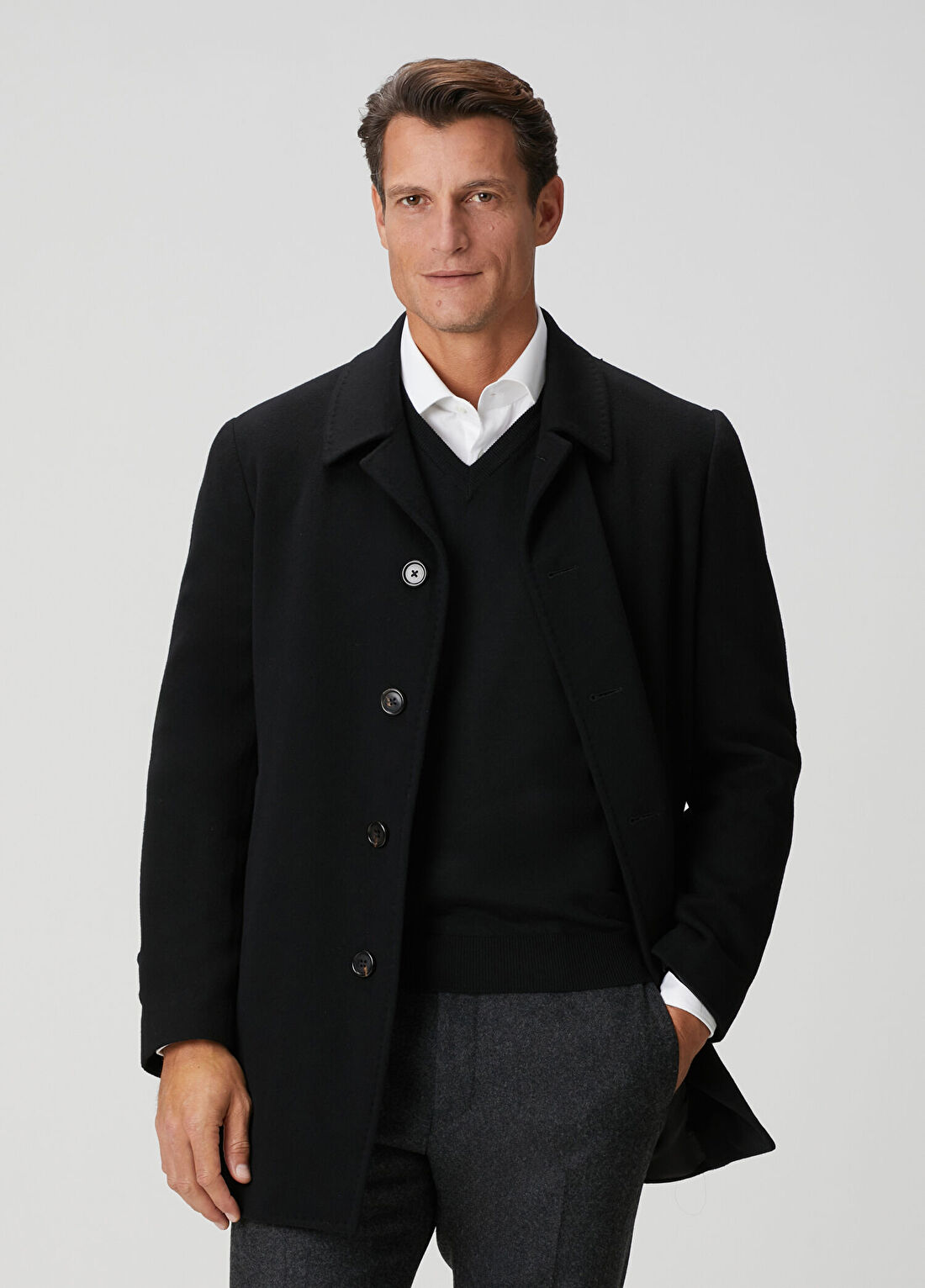 Corneliani Siyah Yün Palto