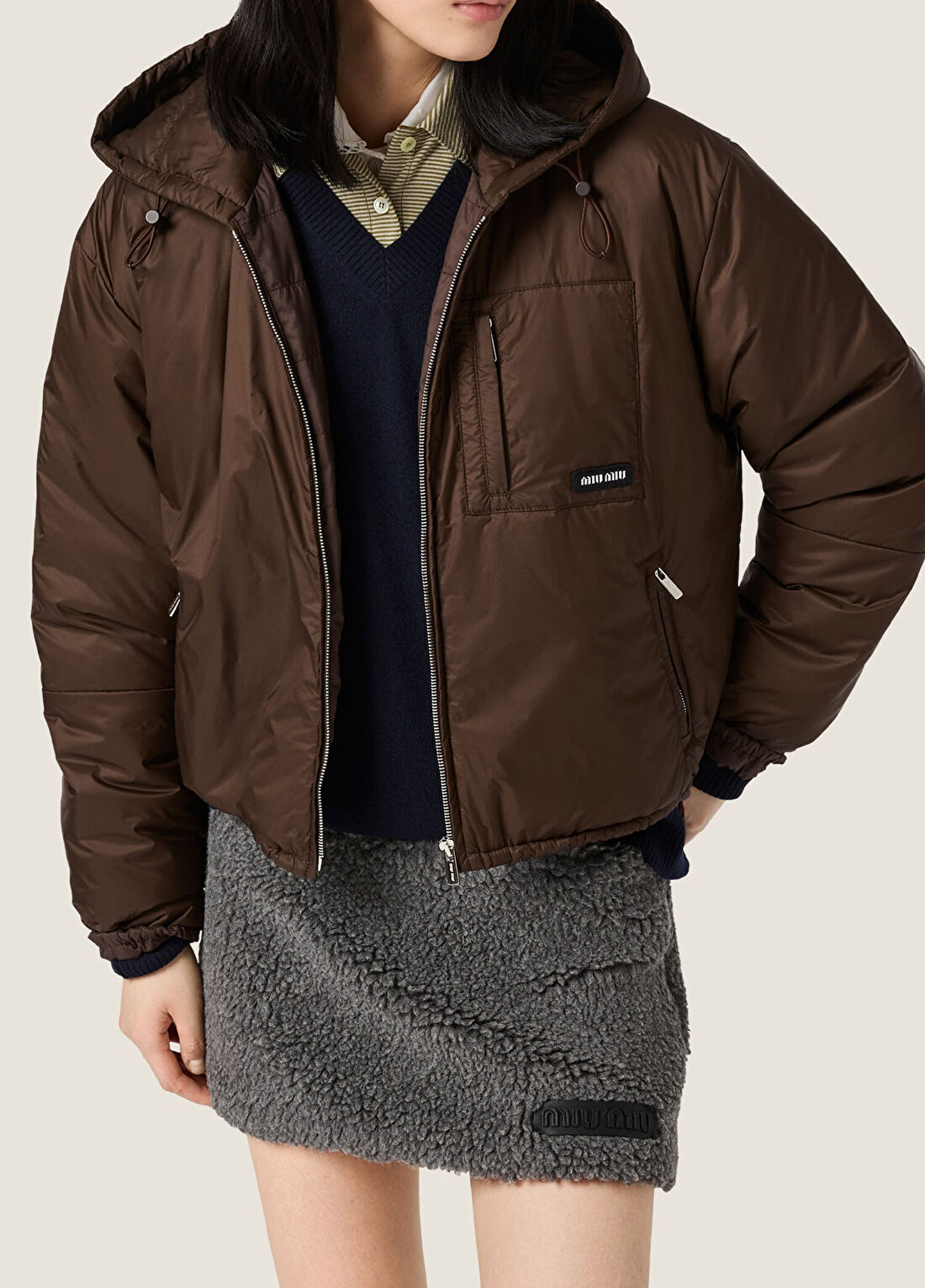 Miu Miu Cropped Kahverengi Kadın Ceket görsel 2