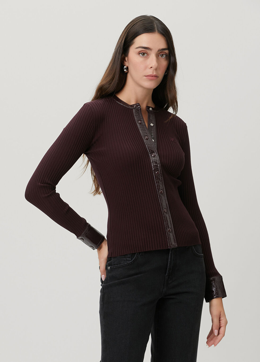 Courreges Bordo Ribli Hırka görsel 3