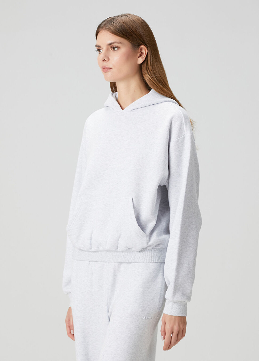 Skims Classic Gri Kapüşonlu Sweatshirt görsel 3