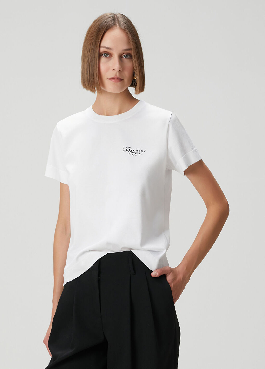 Givenchy Beyaz Logo Baskılı T-shirt