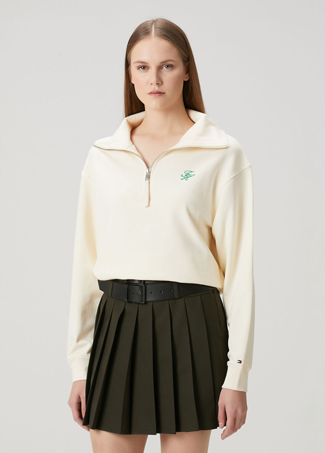 Tommy Hilfiger Krem Sweatshirt görsel 3