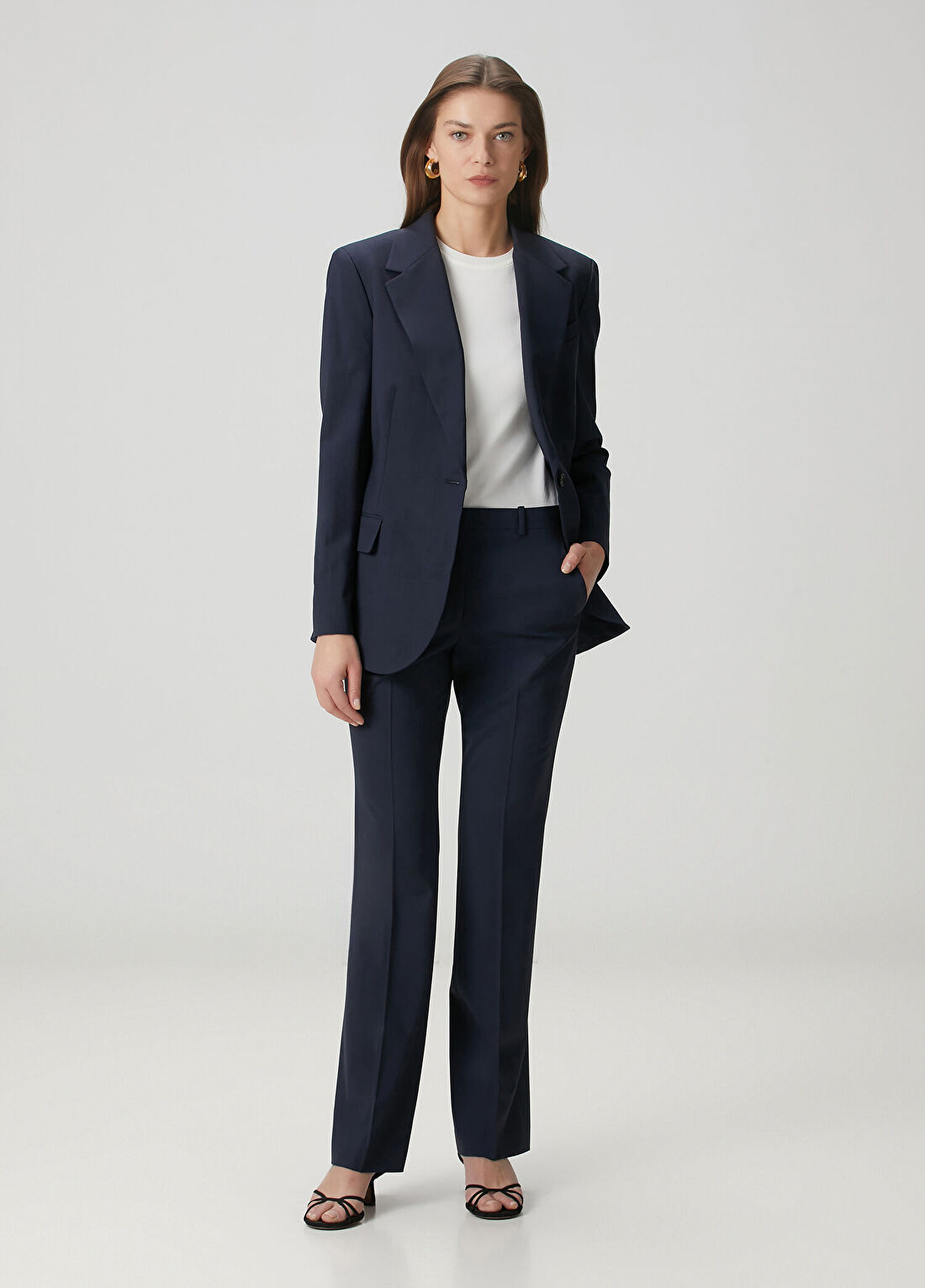 Theory Slim Fit Lacivert Yün Pantolon