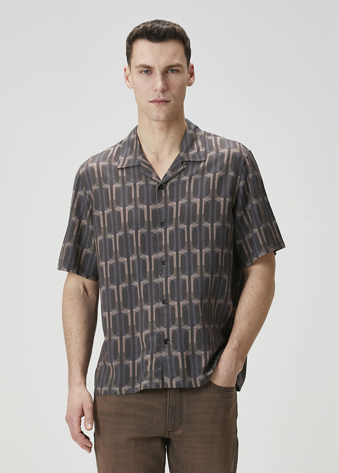 Rag&Bone Avery Geometrik Desenli Kısa Kollu Gömlek
