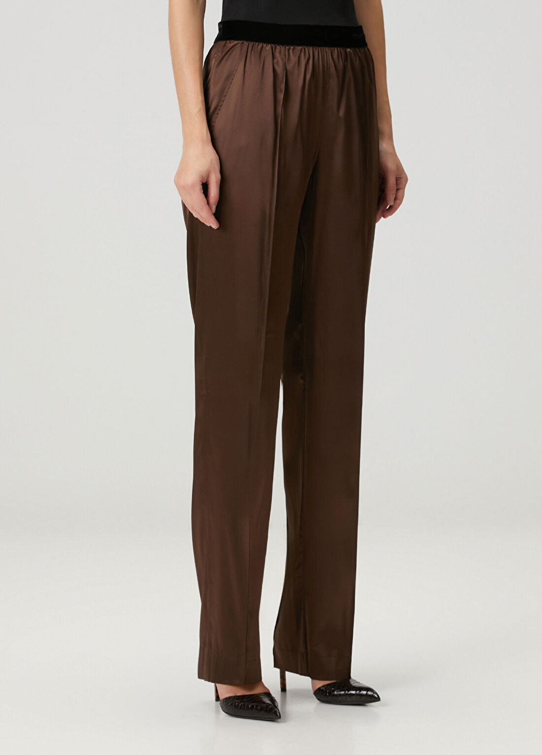 Tom Ford Kahverengi İpek Saten Pijama Pantolon görsel 3
