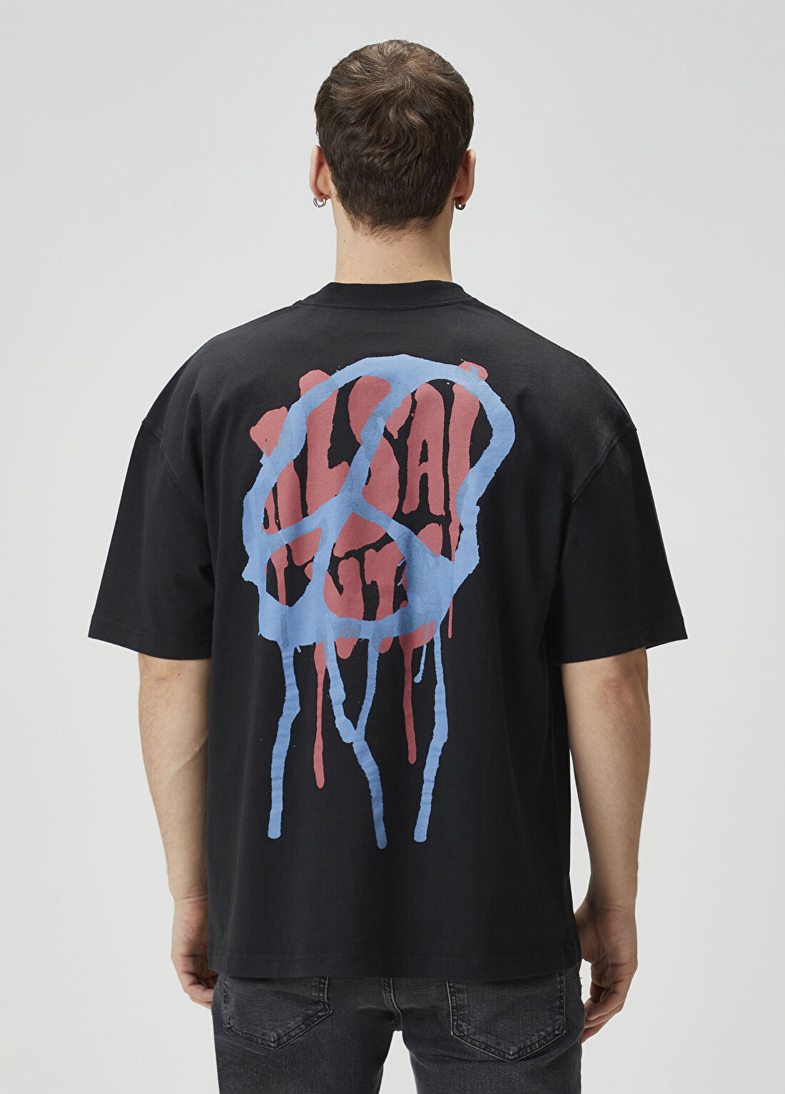 AllSaints Runner Antrasit Oversized T-shirt görsel 4