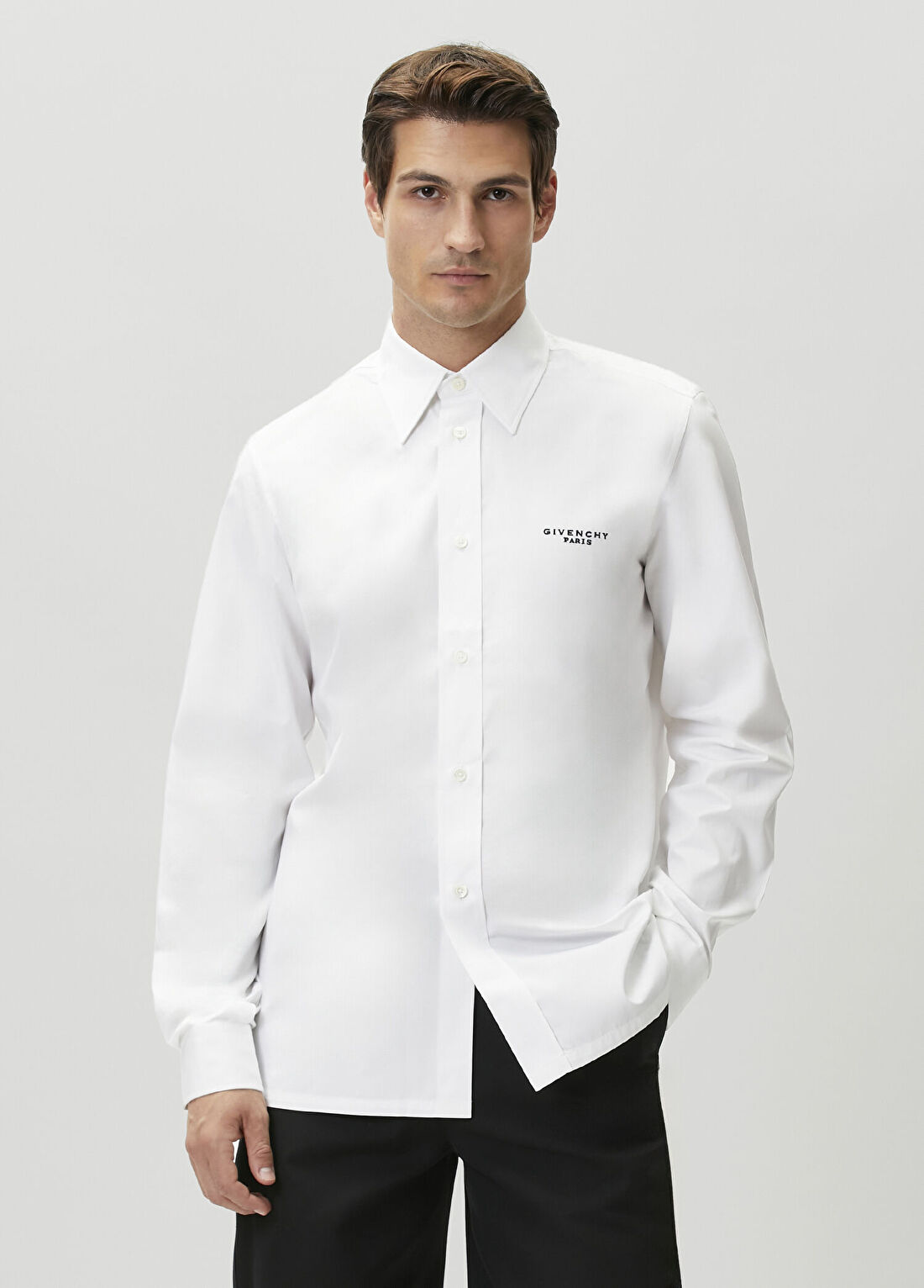 Givenchy Beyaz Logo Nakışlı Poplin Gömlek