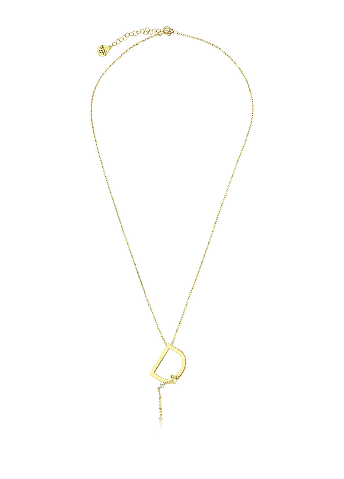 Bendis Design Deniz D Harfi Gold 925 Ayar Gümüş Kadın Kolye görsel 3