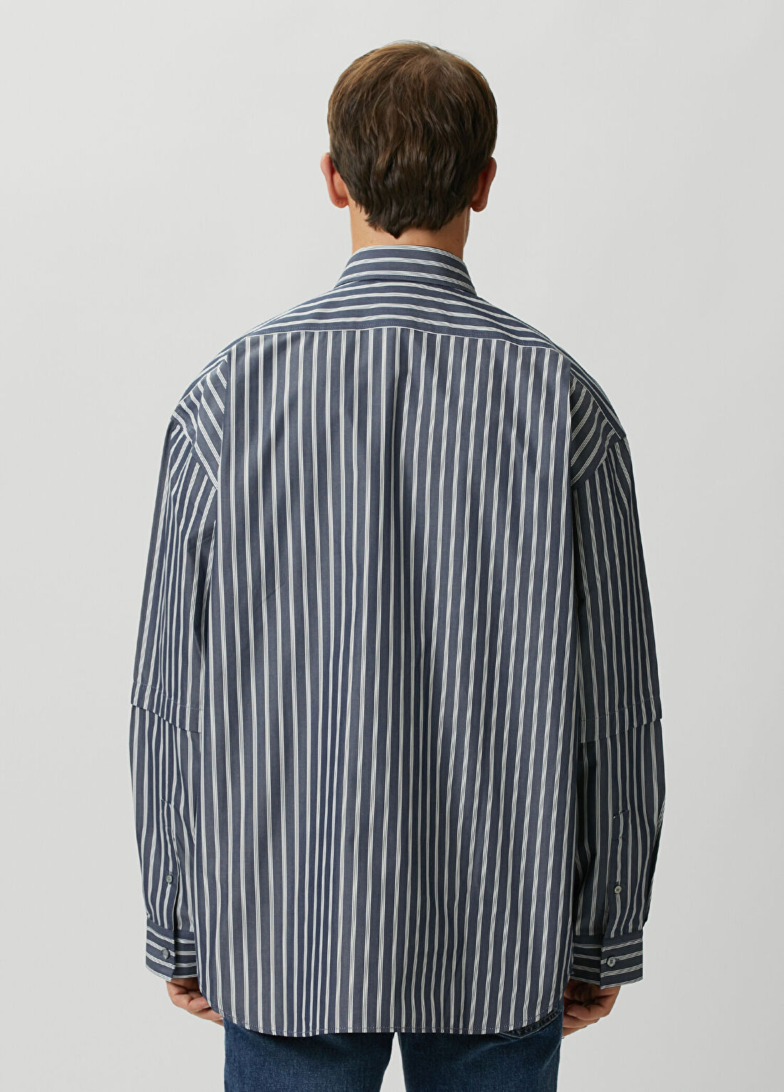 Acne Studios Lacivert Çizgi Desenli Gömlek görsel 4